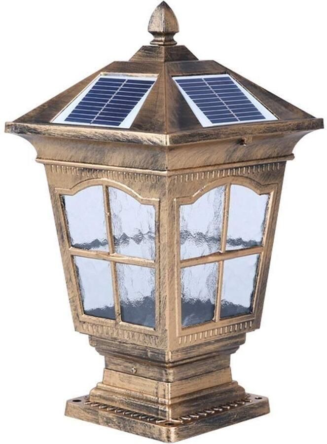 Senza Marchio IIFAS IP55 Retro Solar Outdoor Waterdichte Post Licht Tuinverlichting Aluminium Metalen Kolom Lamp Externe Decking Patio Villa Muur Post Pijler Lantaarn Verlichting Edison LED Stadion (Color : Brown