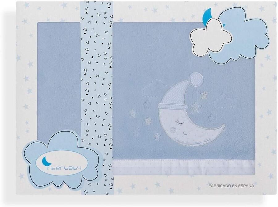 Senza Marchio Interbaby 40087-01 beddengoed van coralina-stof voor kinderbed maan blauw