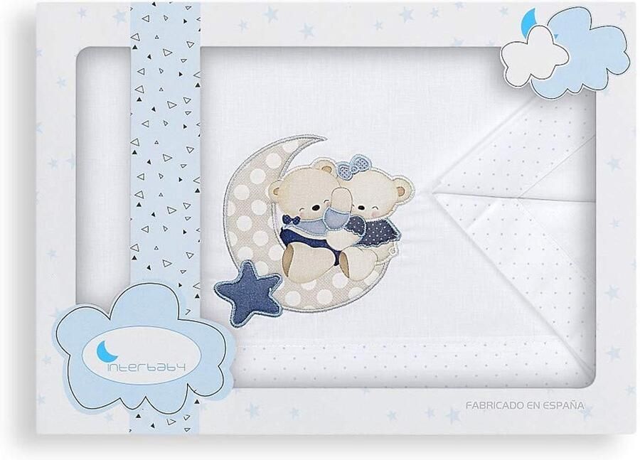 Senza Marchio INTERBABY Beddengoed voor kinderbed wit blauw