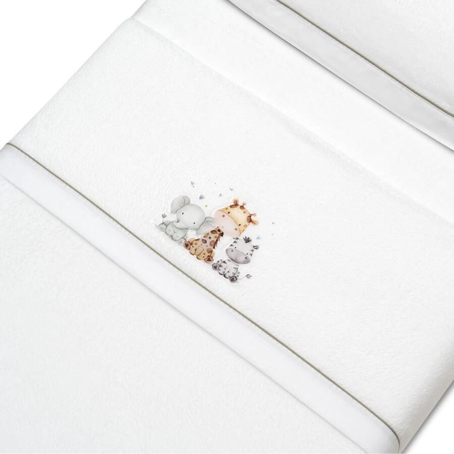 Senza Marchio Interbaby Beddengoedset voor kinderbed 50 x 80 cm baby winterbeddengoed van coralina-stof model olifant giraffe bevat laken + laken + kussensloop