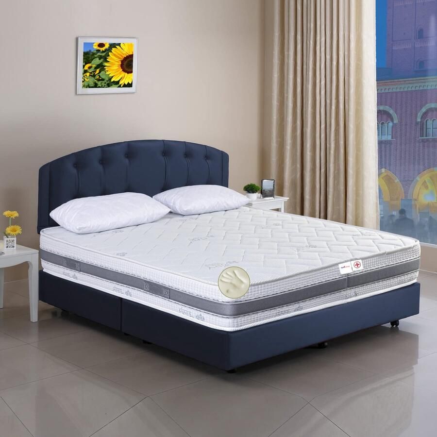 Senza Marchio ITALYMATERASSI Orthopedische matras hoogte 23 cm met 400 onafhankelijke pocketveren en 5 cm geheugenzones medisch 1 kussen van traagschuim 3D-band en natuurlijke vezels eenpersoonsbed