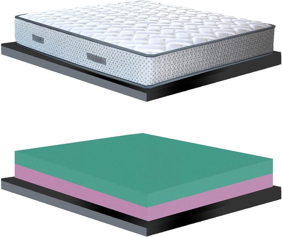 Senza Marchio ITALYMATERASSI Traagschuim matras voor tweepersoonsbed 175 x 190 cm 6 cm traagschuim orthopedisch matras tegen pijn op de rug hoogte 24 cm model: Firenze vaste matras van airpur en stof