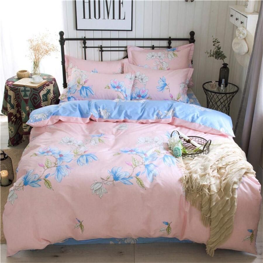 Senza Marchio Jiaosa Bedding dekbedovertrek kussensloop Streep en bloemmotief voor klein eenpersoonsbed katoenen set van 3