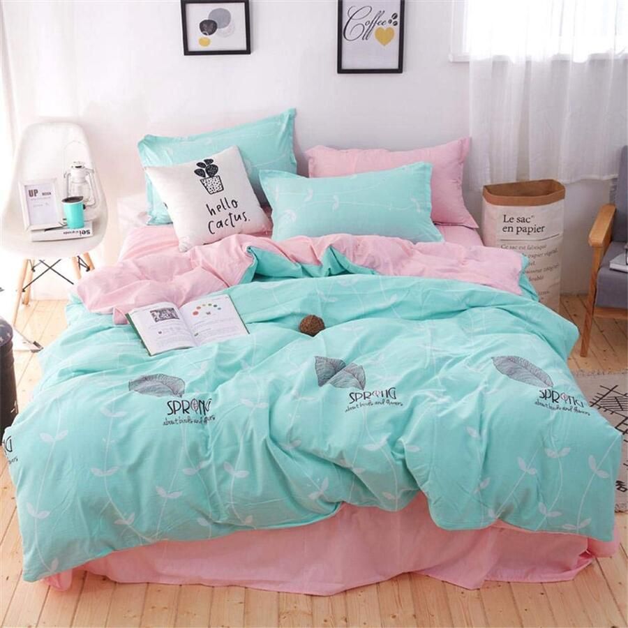 Senza Marchio Jiaosa Full bedding_Familie dubbel bed vierdelig beddengoed eenpersoonsbed (lakens + dekbedovertrek + 2PC kussensloop)