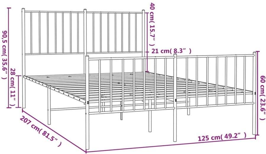 Senza Marchio JUNZAI Stapelbedden voor volwassenen bedbasis metalen eenpersoonsbedframe metalen bedframe met hoofdeinde en voetenbord zwart 120x200 cm