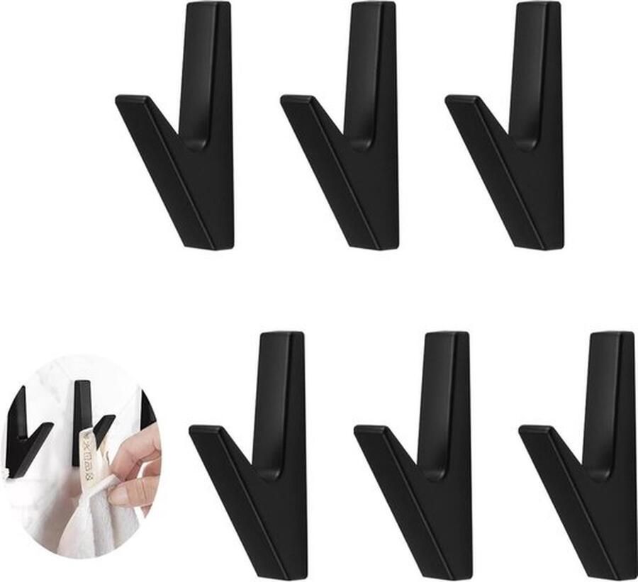 Senza Marchio Kapstok 6 garderobehaken mat zwart akoestische panelen zinklegering wandhaken badkamers keukens foyers gangen kapstok