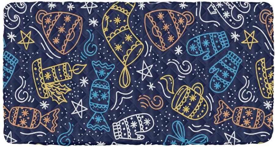 Senza Marchio Kerst Doodle Line Icons Kids Reizen Bed Laken Wasbaar Kinderbed Laken voor Kinderbed Matraskussen voor Kinderen Baby Slapen 50 x 25' (Bed Niet Inbegrepen)