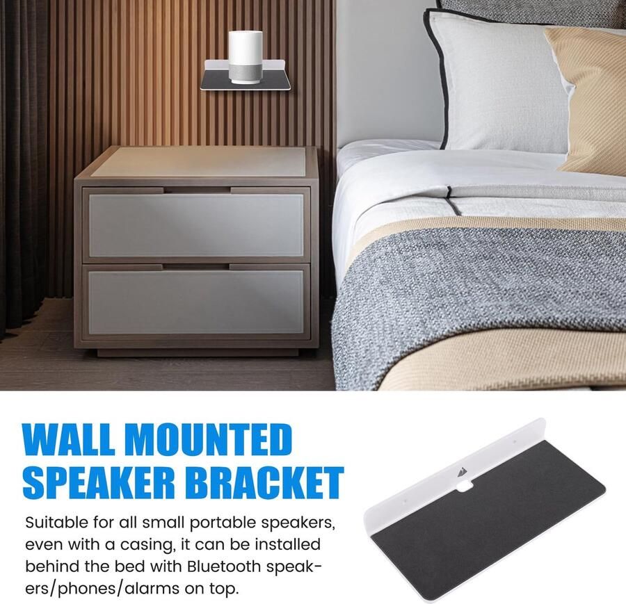 Senza Marchio Kissmii Wandplank Luidsprekerstandaard Acryl Wandmontage Displayplank voor Bluetooth-Luidspreker Webcam Mobiele Telefoons Wit