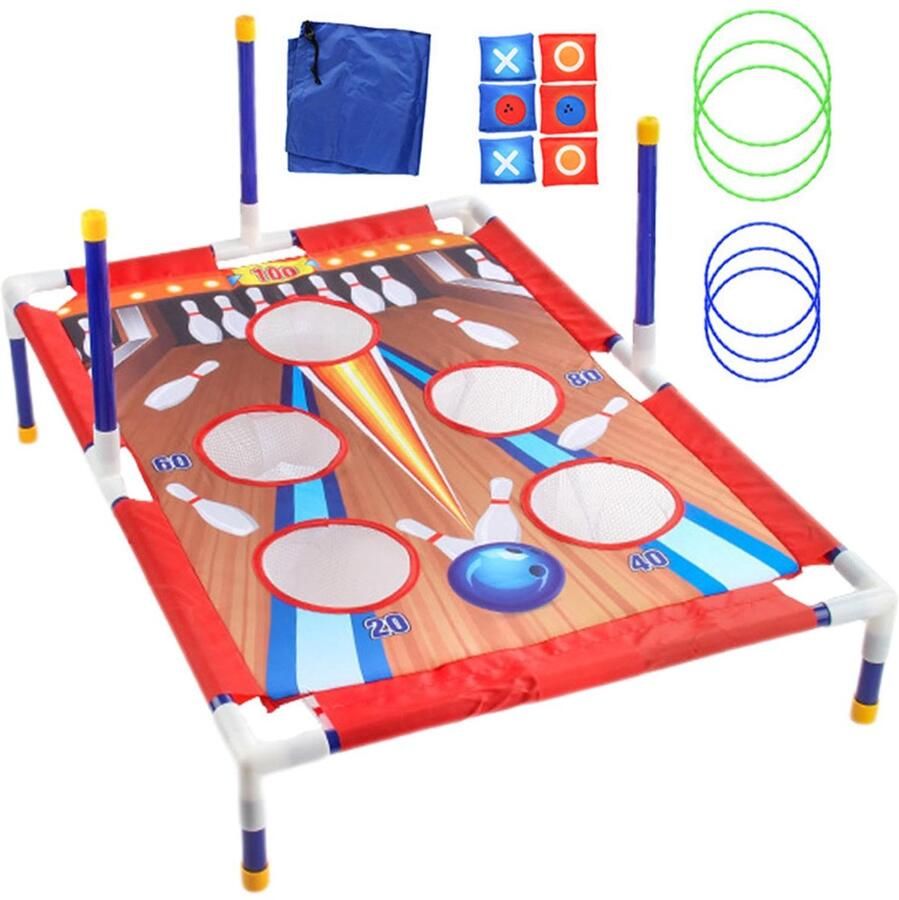 Senza Marchio Kixolazr Cornhole-spelset voor kinderen zitzak gooien Cornhole Bag Toss Buitenspeelgoed voor kinderen Buitenspeelgoed maïsgat en zitzakgooispel voor kinderen binnenshuis achtertuin familie