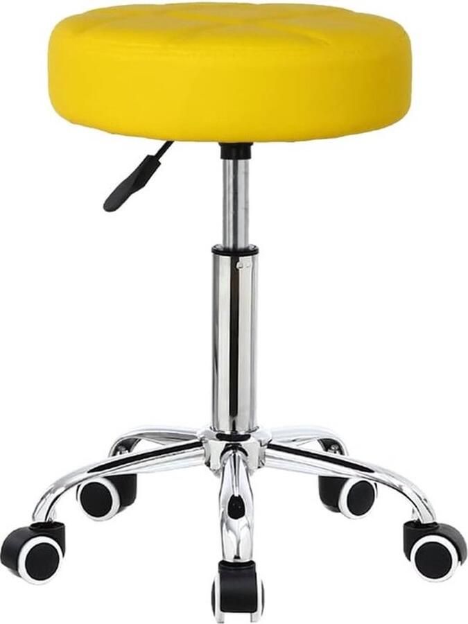 Senza Marchio KKTONER Roll stool Height adjustable swivel bar stool Work stool made of synthetic leather Office stool Practice stool Brown