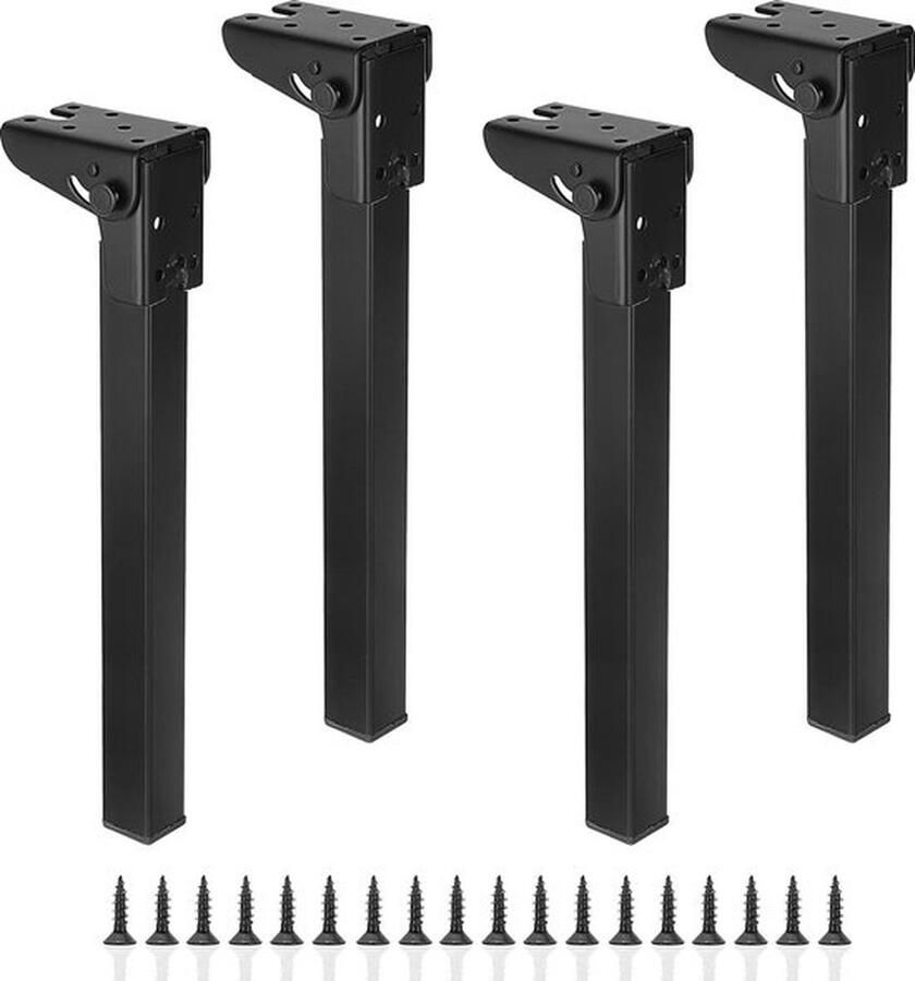 Senza Marchio Klaptafelpoten van ijzer 4 stuks 30 cm hoge belasting tafelpoten inklapbaar meubelpoten poten laptop koffietafel vervangpoten voor bed kast kledingkast zwart