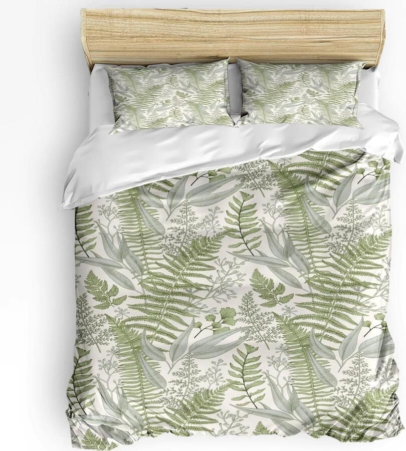 Senza Marchio KLJFIGUT Tweepersoons dekbedovertrekset blad zacht microvezel beddengoed tweepersoonsbed set voor tieners volwassenen anti-allergische dekbedovertrekken met ritssluiting + 2 kussenslopen 19x29 inch