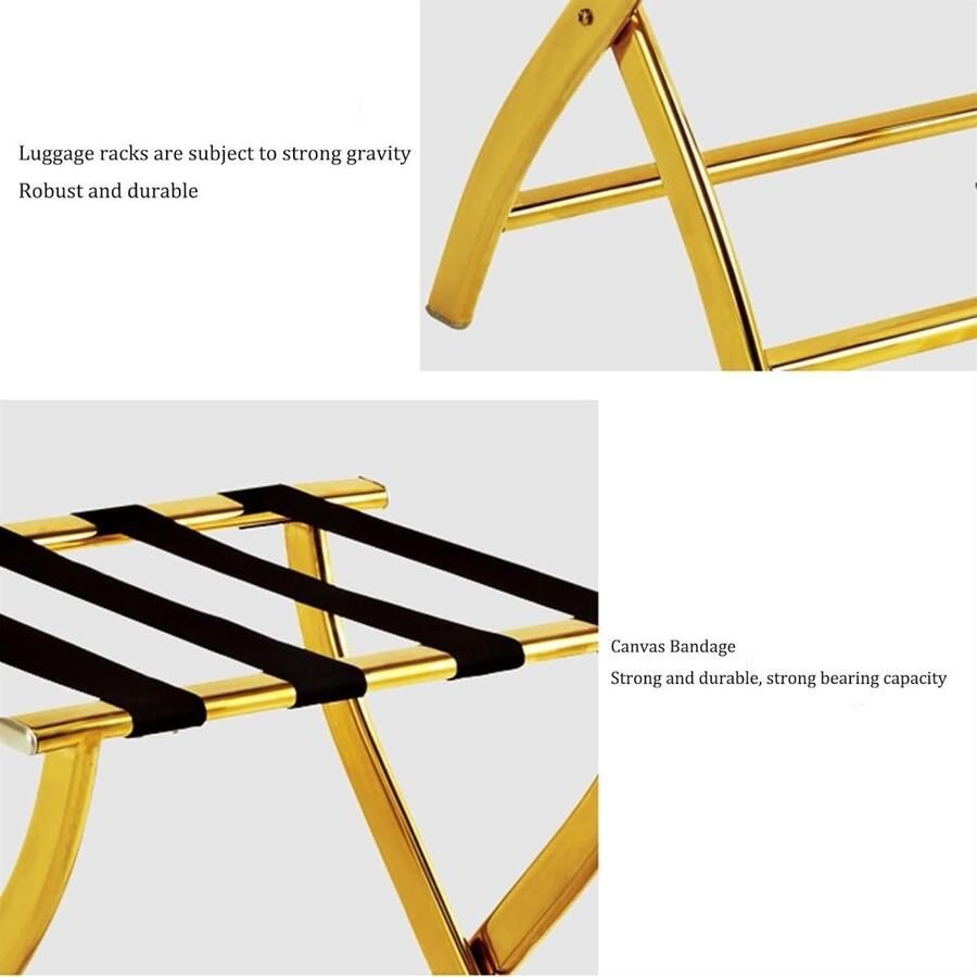 Senza Marchio Kofferrek Bagagerek Kofferstandaard Duurzaam Bagagerek RVS Bagagerek Multifunctionele Opvouwbare Bagagestandaard Voor Hotel(Blue Silver)