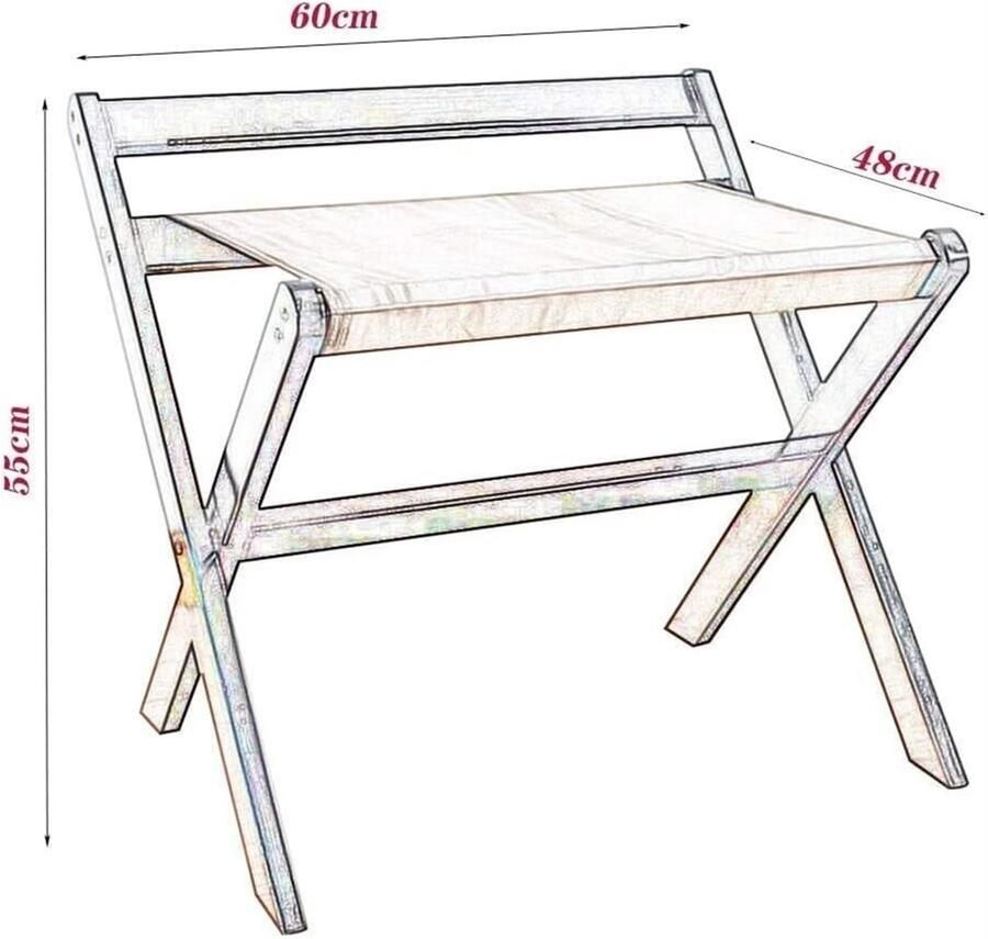 Senza Marchio Kofferrek Bagagerek Kofferstandaard Opvouwbare Kofferstandaard Houten Bagagerek Opvouwbaar Kofferrek Voor Slaapkamerhotel(Black 60X48X55CM)