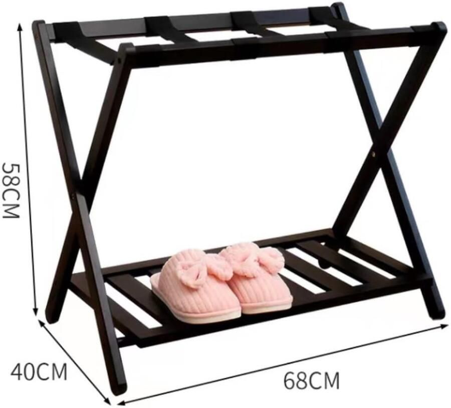 Senza Marchio Kofferstandaard Bamboe Bagagerek Nanzhu Opvouwbaar Bagagerek Hotel Dubbellaags Opbergrek Kofferrek Inklapbaar