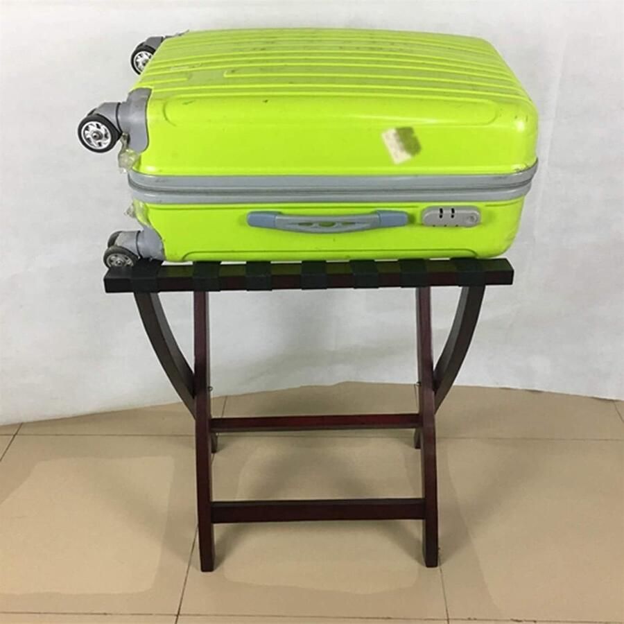 Senza Marchio Kofferstandaard Gastenkamer Bagagerek Opvouwbare Kofferstandaard Massief Houten Bagagerek Voor Hotelkamer Slaapkamer Kofferrek Inklapbaar(Rot)