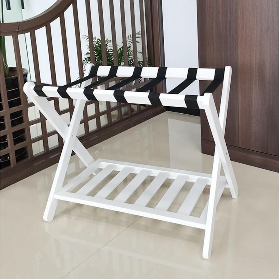 Senza Marchio Kofferstandaard Kofferhouder Kofferrek Bamboe Bagagerek Nanzhu Opvouwbaar Bagagerek Hotel Homestay Draagbaar Bagagerek Tweelaags Opbergrek Bagageplank Kofferkruk(Yellow)