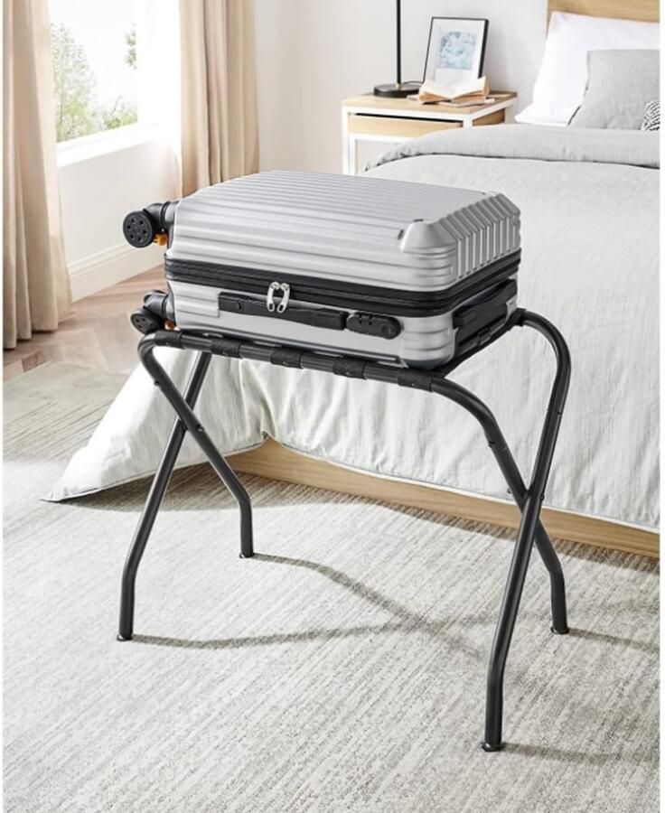 Senza Marchio Kofferstandaard Metalen Opvouwbaar Bagagerek Stalen Frame Opvouwbaar Bagagerek For Hotel Kofferrek Inklapbaar