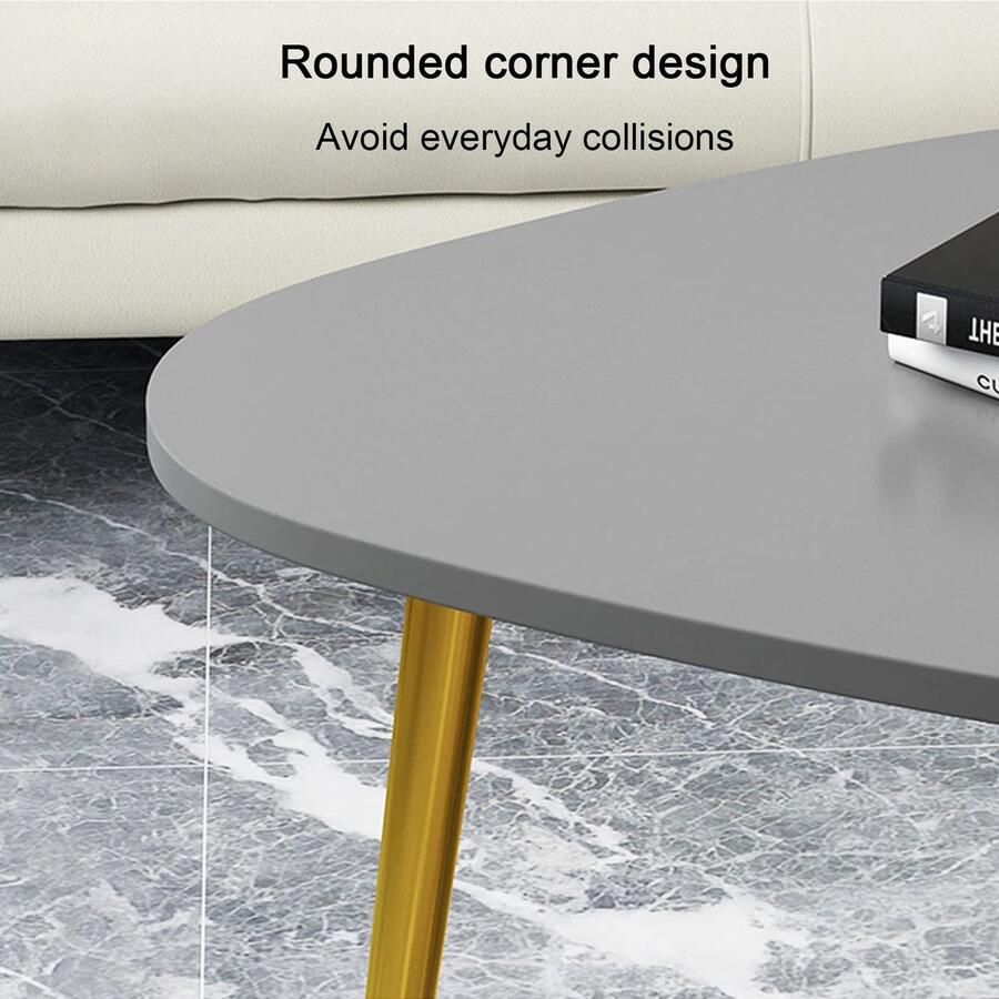Senza Marchio Nesting Coffee Table Set van 2 Woonkamer Nesting Table Creatieve bijzettafels voor bank balkon slaapkamer Goudkleurige metalen poten met verstelbare voetpad (Kleur: Grijs+wit) - Foto 2