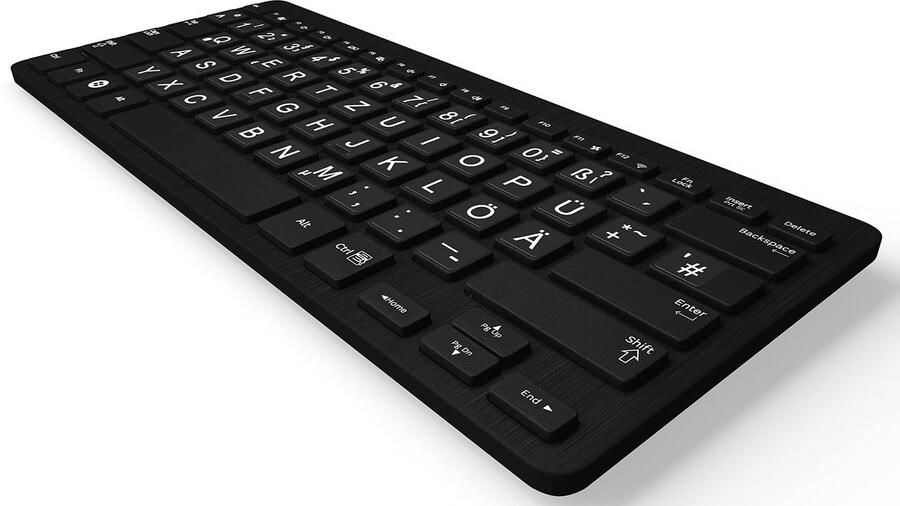 Senza Marchio Lacerto 13 x 13 mm extra grote tekens Duitse toetsenbordsticker voor slechtzienden en senioren met mat krasbestendig beschermend laminaat QWERTZ zwart wit