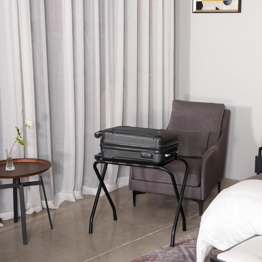 Senza Marchio Laicozyjia Opvouwbare bagagerek kofferhouders voor logeerkamer kofferrek voor slaapkamer zware bagagerek voor thuis slaapkamer hotel opvouwbare metalen kofferstandaard met nylon riemen