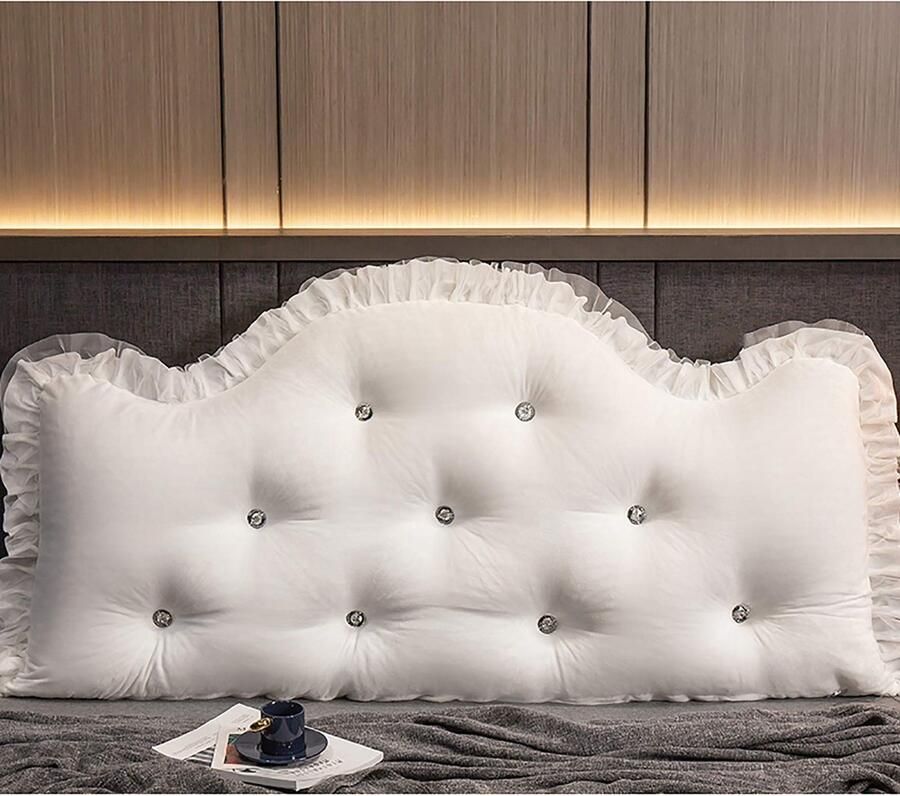 Senza Marchio Large Headboard Support Pillow Crystal Plush pearl Cotton Removable Backrest Pillow Positioning Support Headboard for Family sofa bed