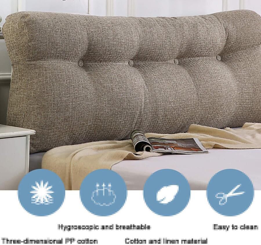 Senza Marchio Large Rectangular Headboard Support Pillow Rectangular Reading Lumbar Support Cushion Three-dimensional Cotton Padding Wedge Pillow Suitable for Family sofa bed
