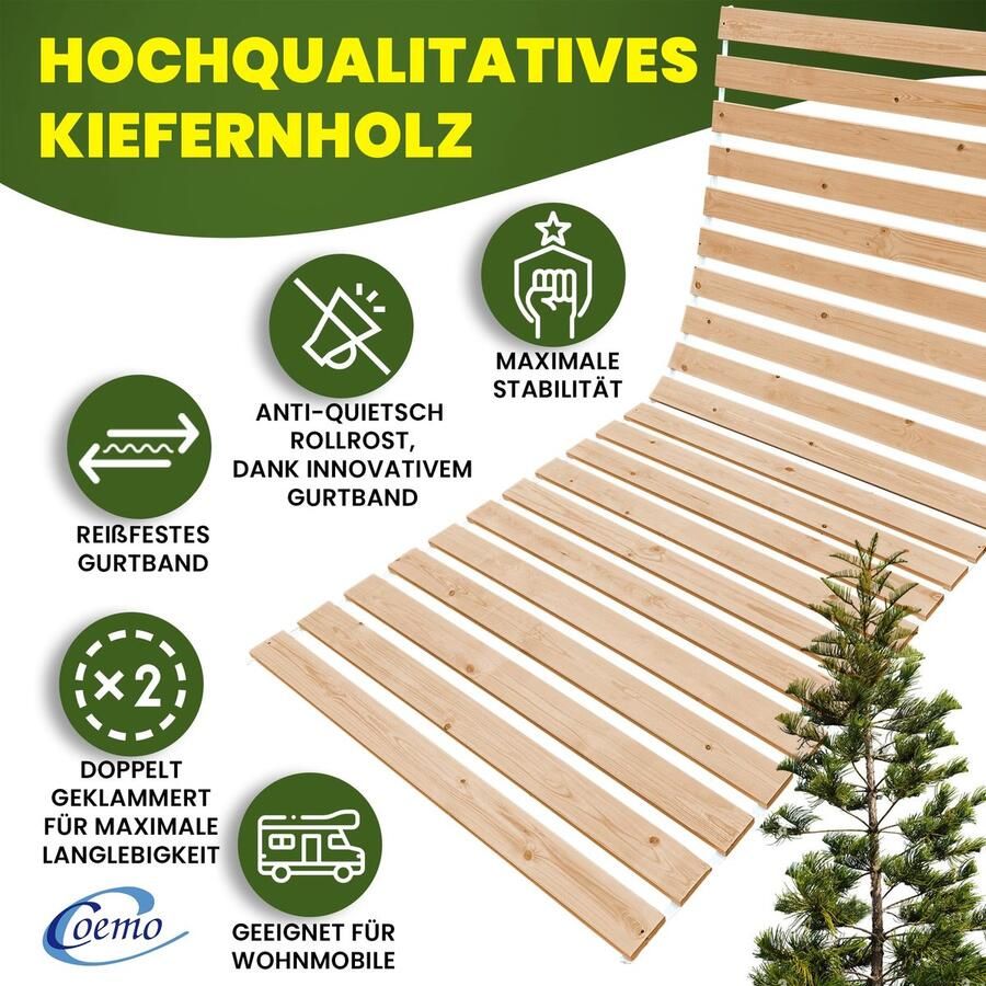 Senza Marchio Lattenbodem 70 x 200 cm 21 latten extra sterke lattenbodem van massief hout belastbaar tot 250 kg lattenbodem voor eenpersoonsbed of tweepersoonsbedden