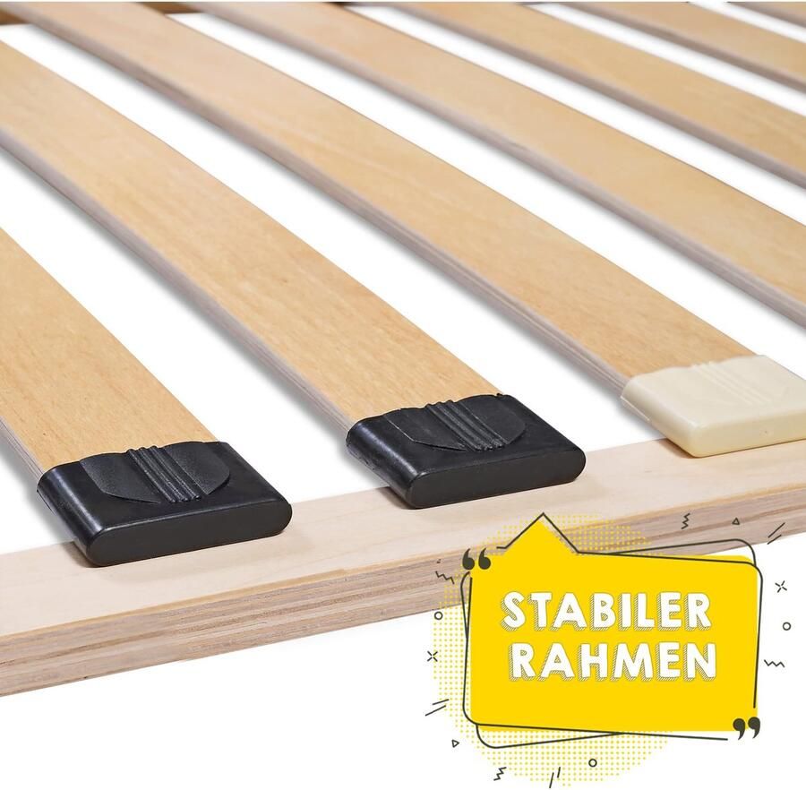 Senza Marchio Lattenbodem basisframe dubbel voor bedden van 160 x 200 cm hoogwaardig bedframe 40 gebogen berkenhouten latten inklapbaar geschikt voor veer- en schuimmatrassen (dubbel 160 x 200)