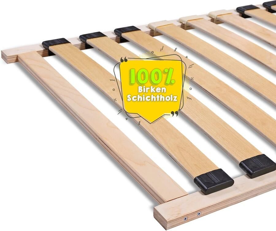 Senza Marchio Lattenbodem basisframe voor bedden van 100 x 200 cm hoogwaardig bedframe 20 gebogen berkenhouten latten inklapbaar geschikt voor veer- en schuimmatrassen (enkel 100 x 200)