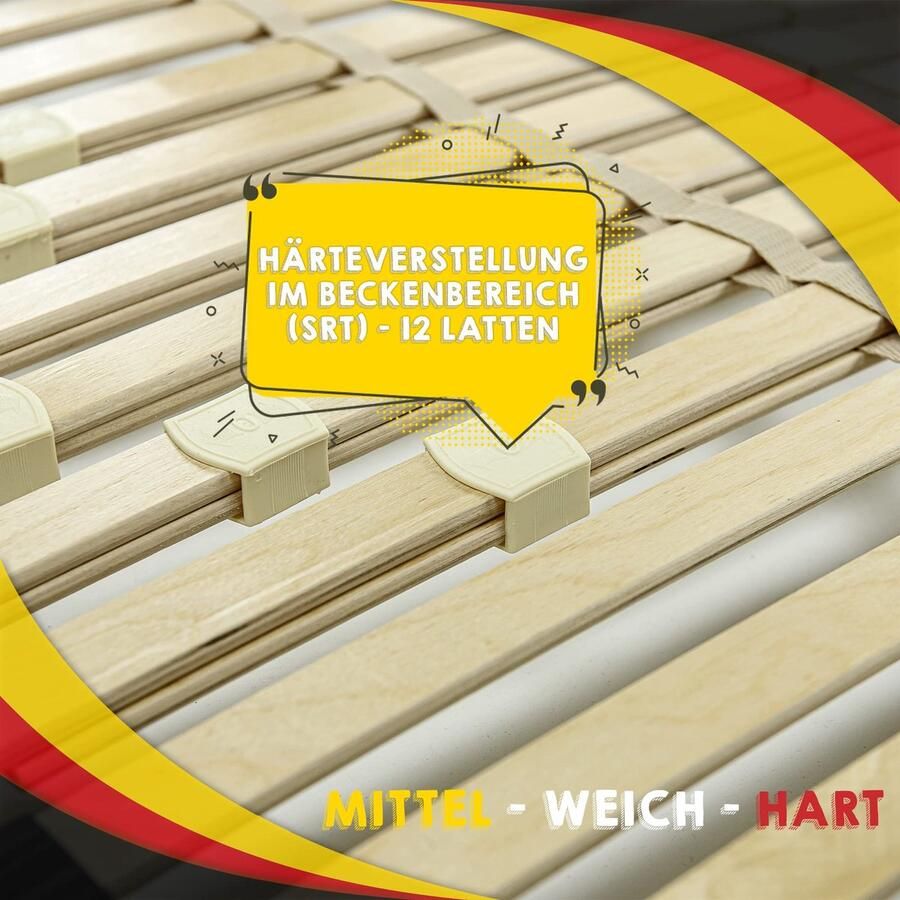 Senza Marchio Lattenbodem professioneel frame slim 200x200cm voor bed I hoogwaardig bedframe 56 gebogen berken I lattenbodems houten latten inklapbaar bestemd voor veer- en schuimmatrassen. (DUAL 200x200)
