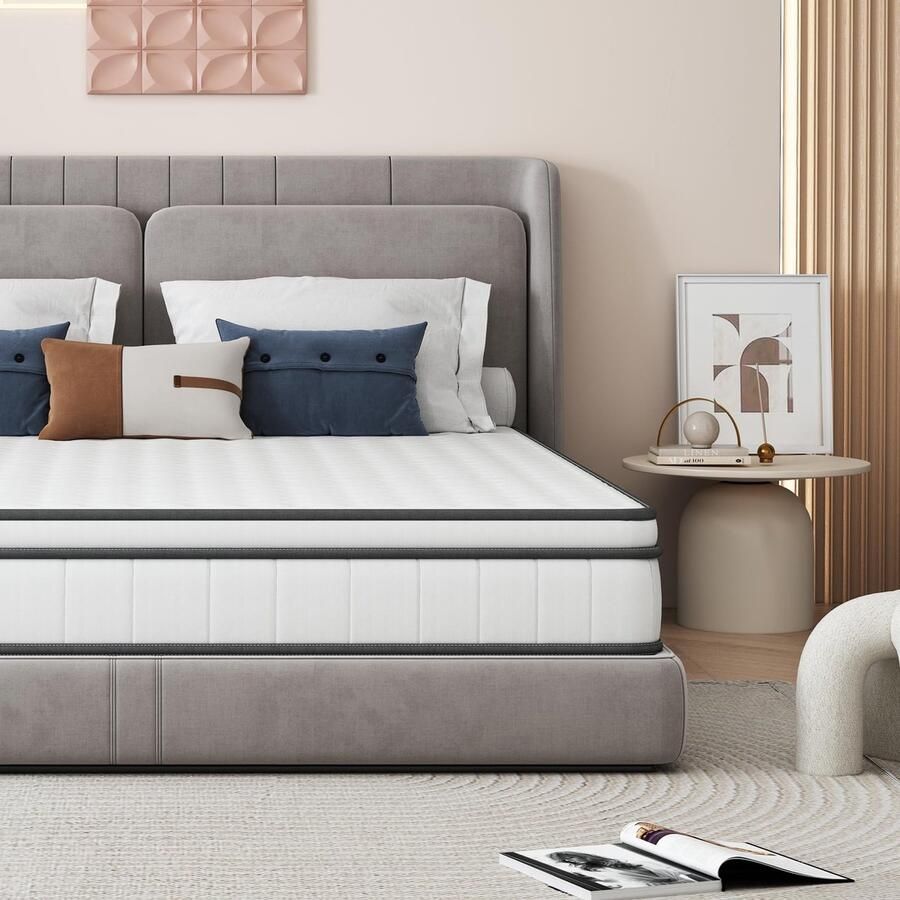 Senza Marchio Lazyspace Izer Matras 140 x 200 cm 7-zone binnenveringmatras hoogte 25 cm pocketveringmatras middelhard Oeko-Tex 100 extreem stil randspons met hoge dichtheid