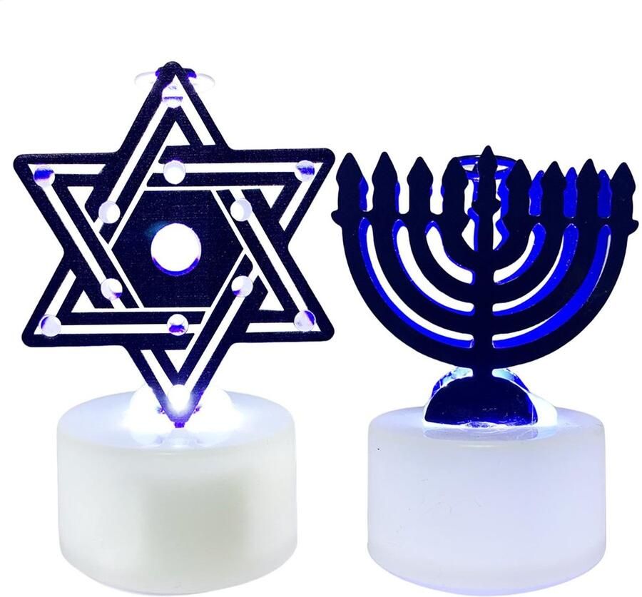 Senza Marchio LED Hanukkah Menorah Battery Operated Hanukkah LED Light Desktop Chanukah Lamp Flameless Candles Flameless Candles Battery and USB Powered for Home Bedroom