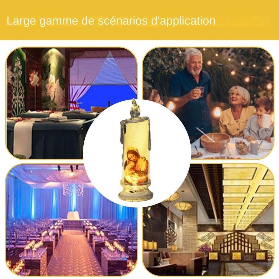 Senza Marchio LED Religieuze Devotional Candle Jezus Saints Religious Decoration Christian Prayer Candle LED Flameless Religious Candle for Home Religious Desk Candle Light 18 5 x 6 2 cm