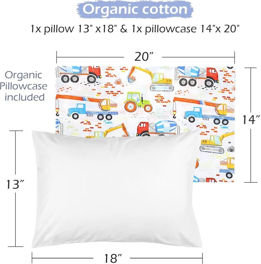 Senza Marchio Ledikantkussen met kussensloop 33 x 45 cm wiegkussen superzachte en comfortabele babykussens voor babybed perfect voor op reis