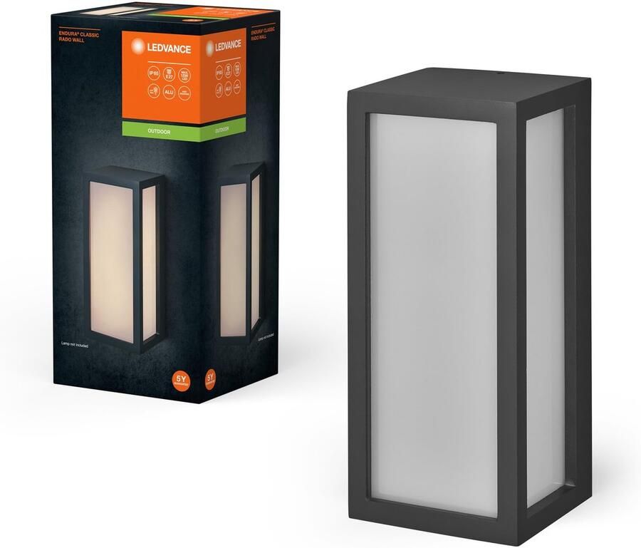 Senza Marchio LEDVANCE ENDURA CLASSIC RADO W buitenlantaarn wandlamp E27-fitting donkergrijs aluminium snelle en eenvoudige installatie matte diffusor IP65 beschermingsklasse buitengebruik
