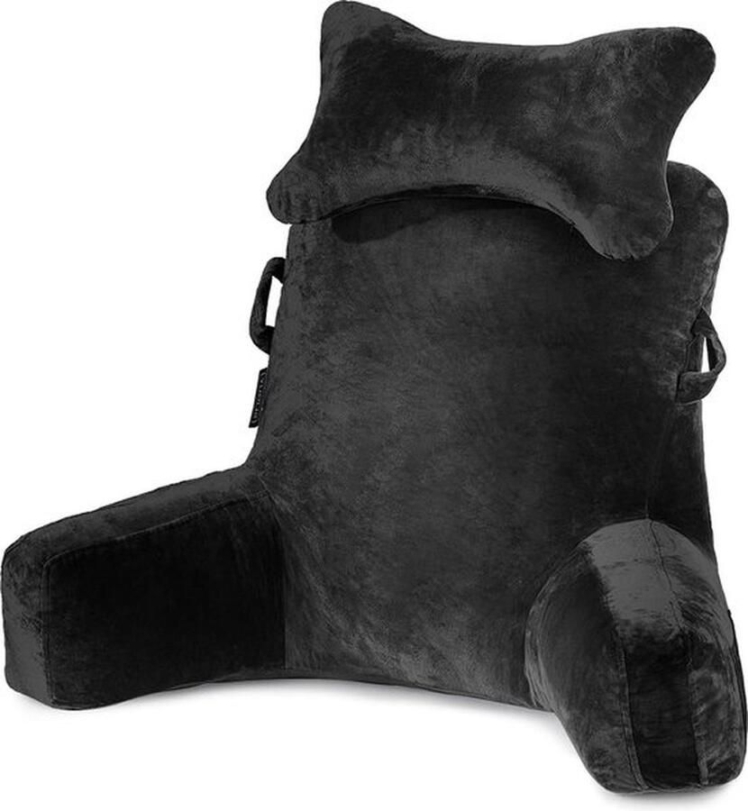 Senza Marchio Leeskussen bedkussen kussen met afneembare nekrol en hogere steunarm om in bed bank of vloerrugleuning leeskussen rugkussen voor volwassenen om te lezen tv te kijken zwart