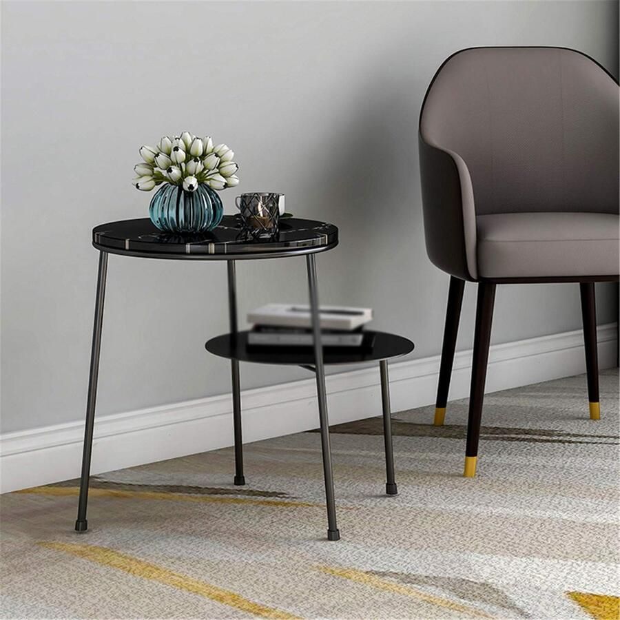 Senza Marchio Leisure Salontafel Op Het Balkon Marmeren Aanrecht Nesting Salontafel Thuis Cafe Boek Kamer Tijdschrift Tafel Thee Tafel (Maat: 50 * 60CM A)