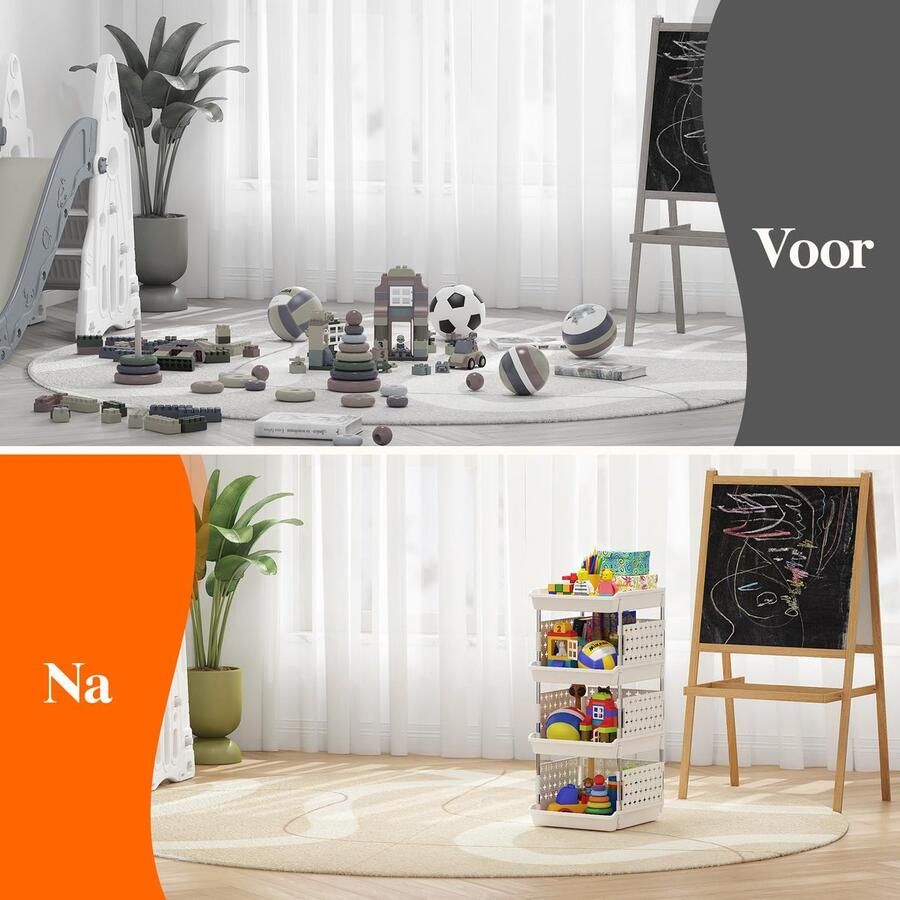 Senza Marchio Lifewit Stapelbare Opbergdozen 4 Niveaus Plastic Opbergrek voor Garderobe Keuken Groente Kast Opbergmeubel Wit 35 x 30 x 72 cm