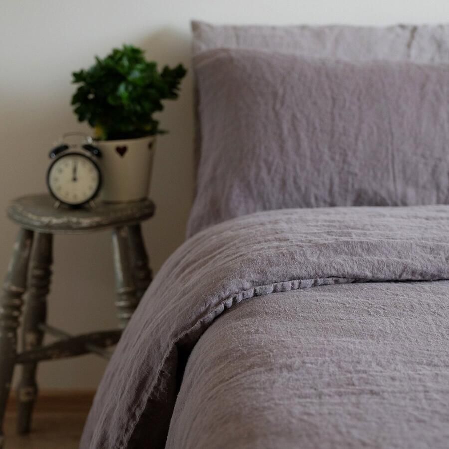 Senza Marchio Linen & Cotton Zacht Beddengoed Set Alicia -100% Gewassen Linnen Taupe Bruin (200 x 200 cm) Beddenset Dekbedovertrek Kussensloop Dubbel Bed Twin King Size Single Eenpersoons Tweepersoons Winter Zomer