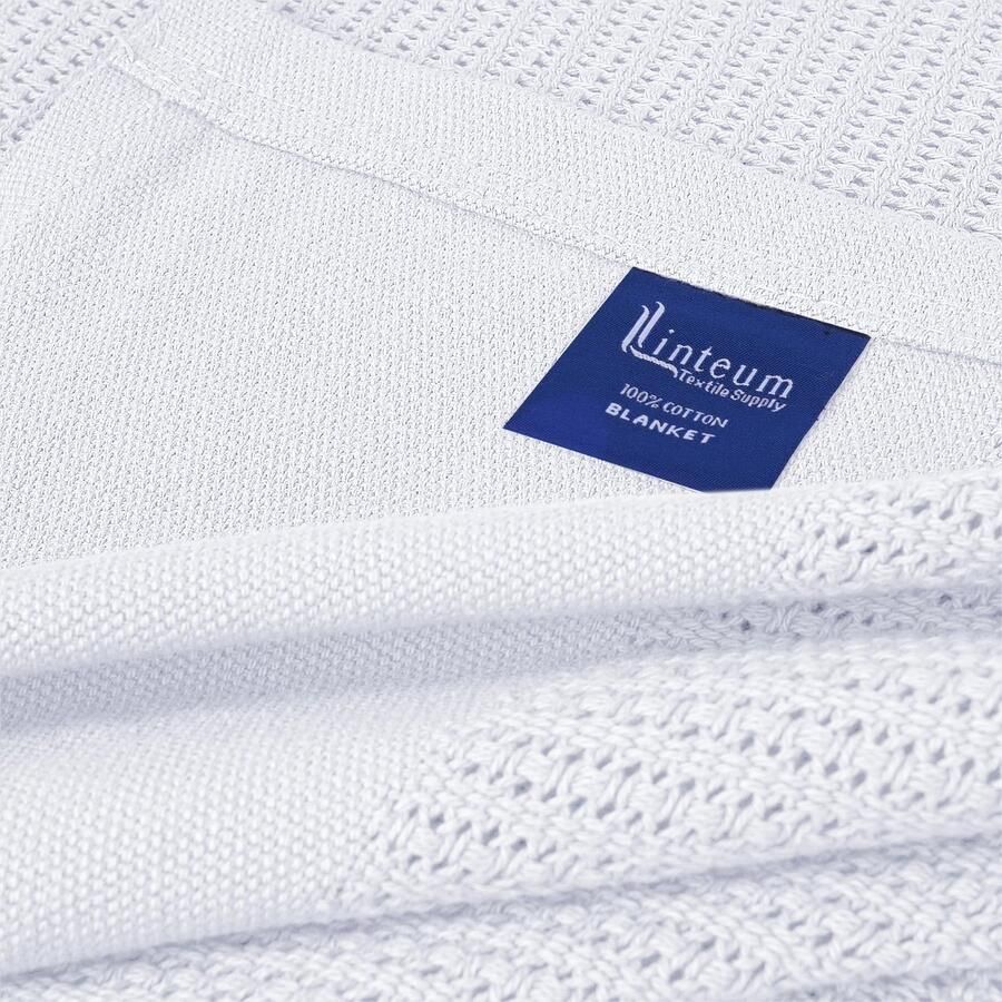 Senza Marchio Linteum Thermische deken voor ziekenhuis textiel 100% katoen ademend zacht en gezellig open celweefsel beddeken voor bed bank bankplaid voor het hele seizoen 2 5 pond (wit twin)