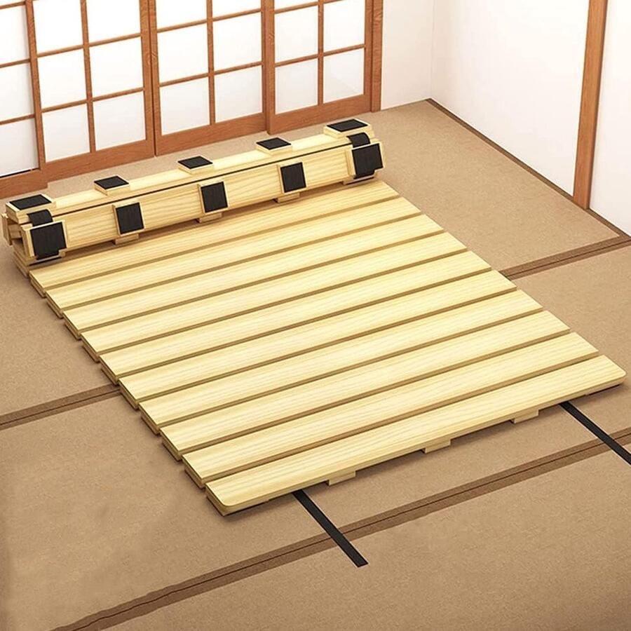 Senza Marchio LOWBDGFU Bedlatten draagbaar opvouwbaar bed massief grenenhouten bedlatten duurzame houten matrasondersteuningsplank voor bunkie bedframe opvouwbaar met nylon koord Home slaapkameraccessoires 81