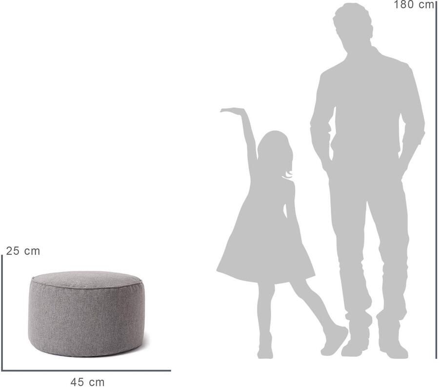 Senza Marchio Lumaland Zitzak 25 x 45 cm Comfort Line Indoor Bean Bag Zitzak Pouf & Voetsteun Easy Care Ronde Zitzak Robuust & Zacht Vloerkussen voor Kinderen & Volwassenen [Lichtgrijs]