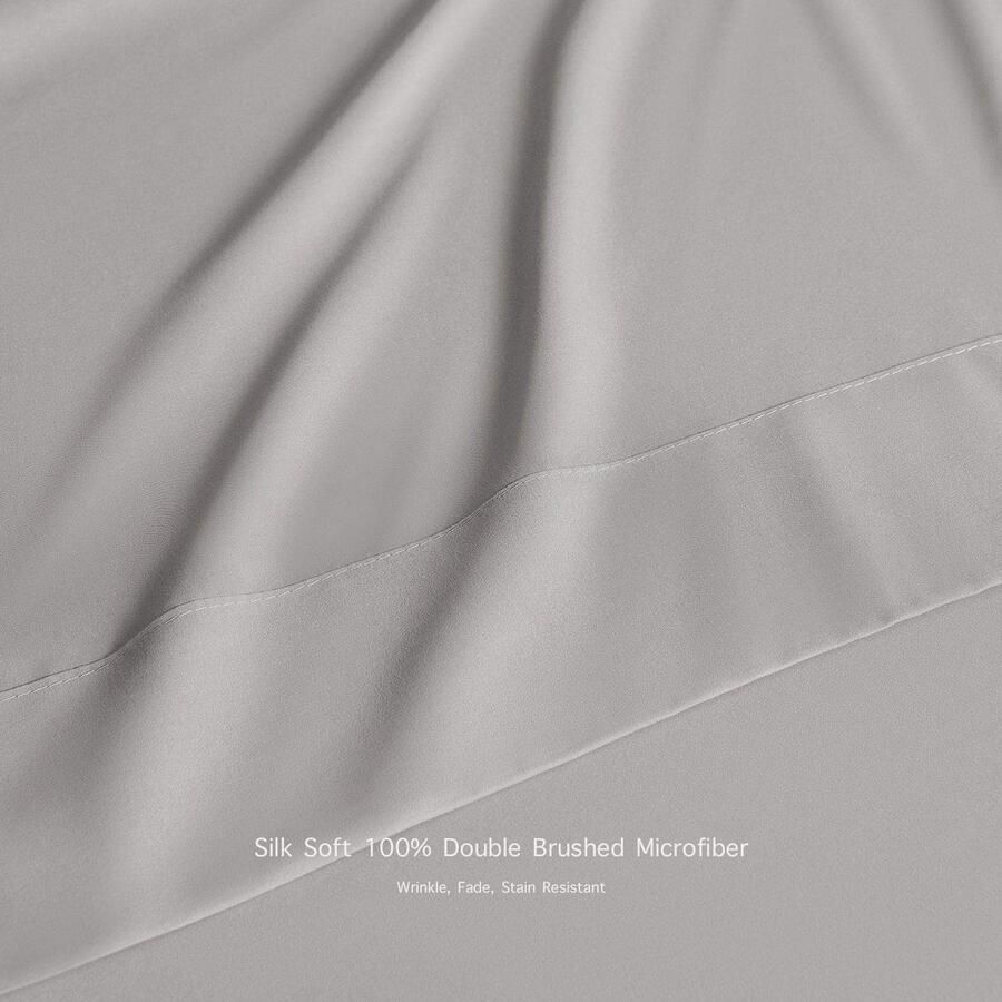 Senza Marchio Luxe Bedding Bed Laken Set Geborsteld Microfiber 2000 Beddengoed Rimpel vervagen vlekbestendig Hypoallergeen 4-delig Uniek voor familie (Queen Grijs)