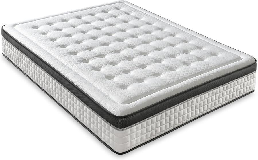 Senza Marchio LUXIABED Matras met 200 x 200 pocketvering omkeerbaar voor winter zomer tweepersoonsbed mijtdicht hypoallergeen en ademend comfort + gemiddelde stevigheid model Premium hoogte 30 cm