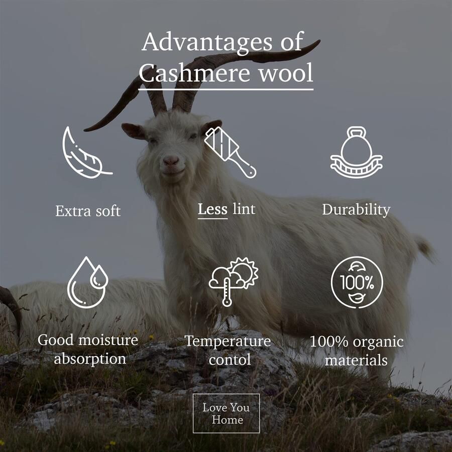 Senza Marchio LYHome Kasjmier Deken met Merino Wollen Blanket Wol voor op de Bank Sofa & Bed Plaid Cashmere en Merinowol Plaids Grote Zachte Warme Natuur Dekens (140 x 200 cm Beige met Wit Visgraat)