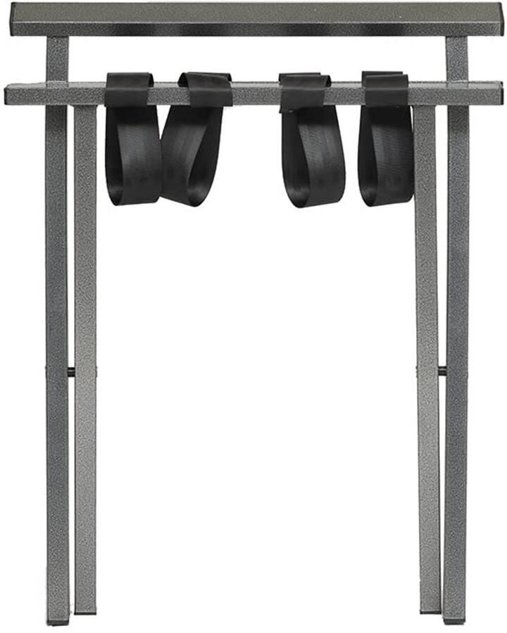 Senza Marchio Mabel Home Metalen opvouwbare bagagerek kofferstandaard met nylon riemen 5 modellen en 3 kleuren voor hotel slaapkamer logeerkamer kast (300 grijs)