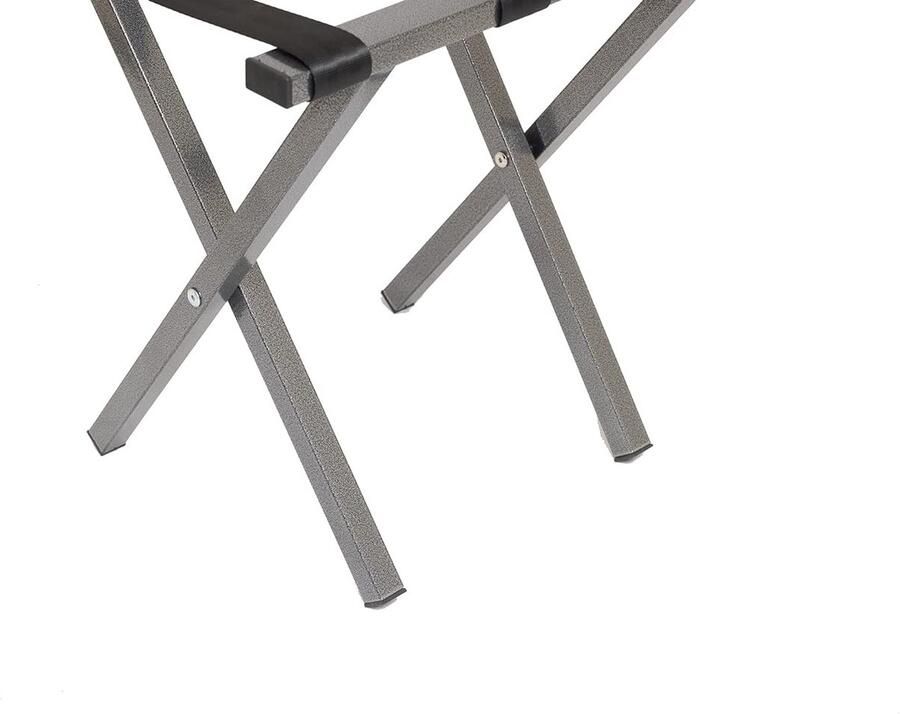 Senza Marchio Mabel Home Metalen opvouwbare bagagerek kofferstandaard met nylon riemen 5 modellen en 3 kleuren voor hotel slaapkamer logeerkamer kast (400 grijs)