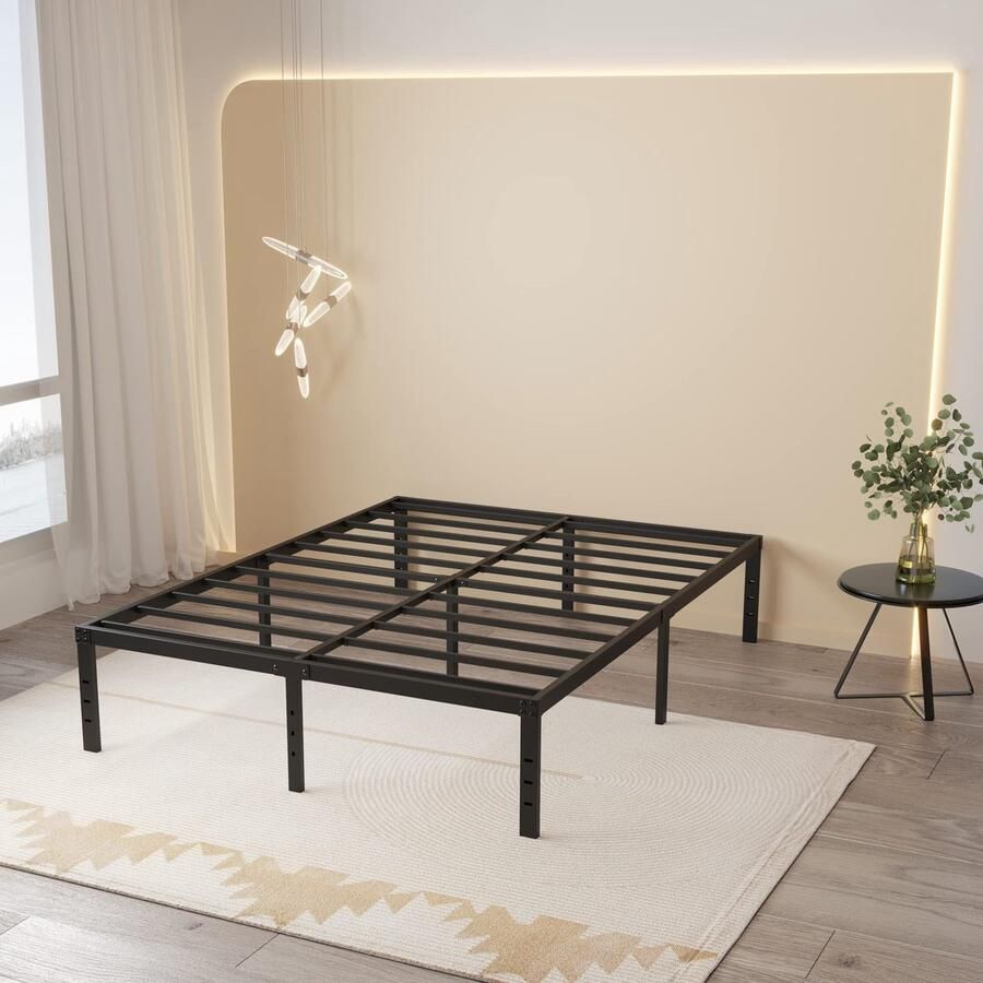 Senza Marchio Maenizi Full Size Bedframe Geen boxspring nodig 16 Inch Heavy Duty Metalen Platform Bed Frame Volledige Ondersteuning Tot 300 LB Eenvoudige Montage Geluidsvrij Zwart