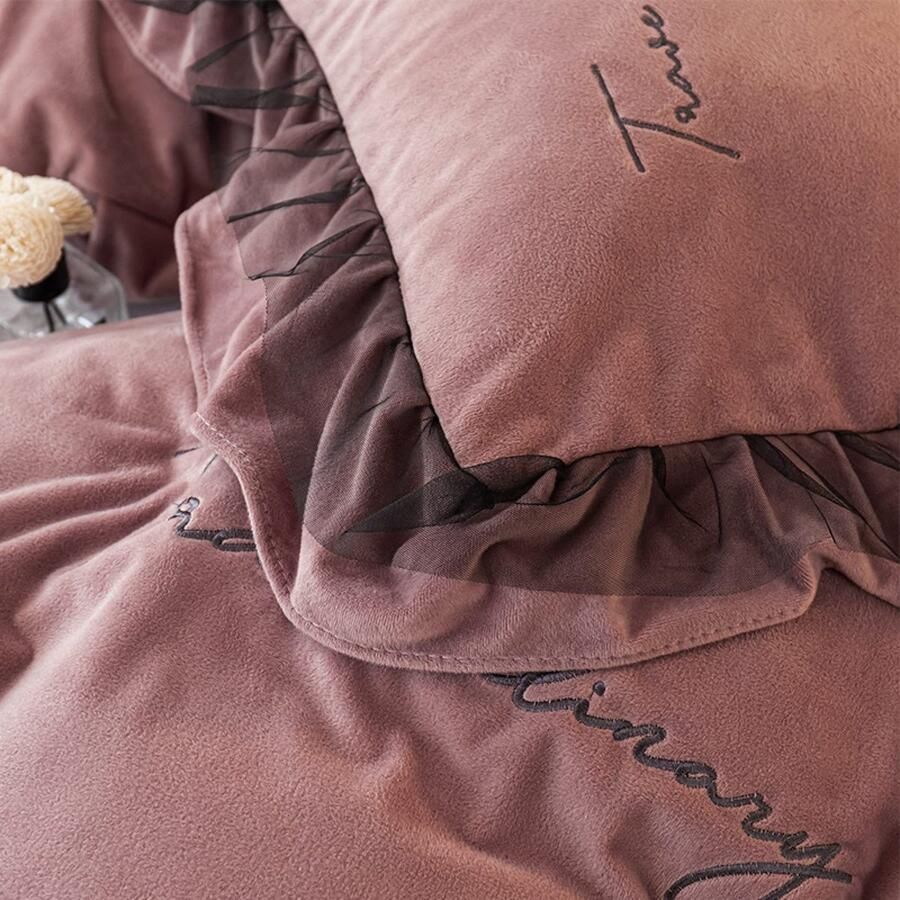 Senza Marchio MAHPKYZ Dekbedovertrek King Size Covers Set Winter Europese Baby Fluwelen Beddengoed Set Zacht en Comfortabel Dik Warm Gemakkelijk Te Onderhouden Sheet King Size Dekbedovertrek Met Kussensloop H 2 0m Bed (4 stuks)